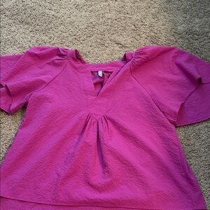 Glam Fuchsia V-Neck Blouse
